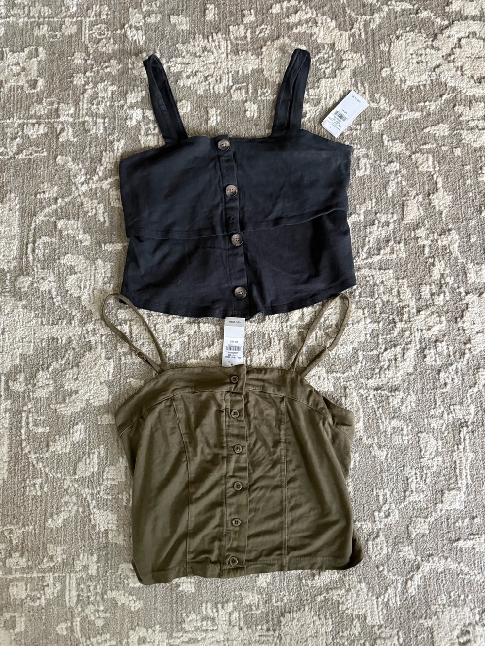 NWT American Eagle Button-Front Tank Top - Dark Gray and Olive